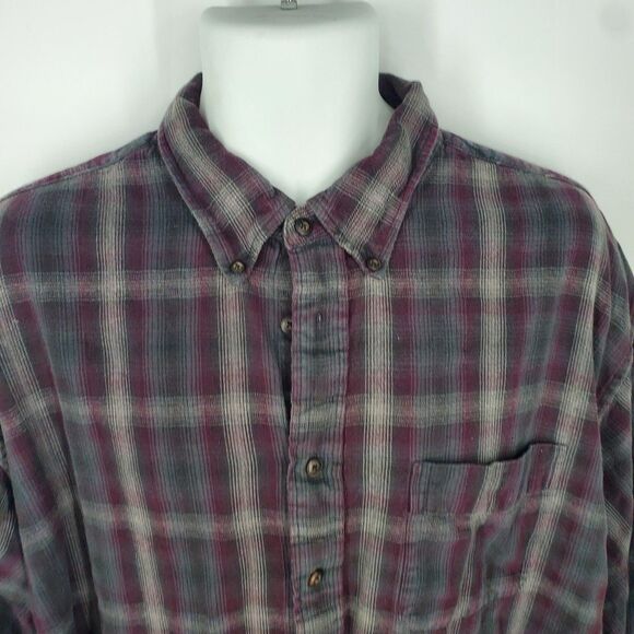 Arrow Blue Jeans Co Shirt Mens 2XL Gray Burgundy Plaid Flannel Button Down Soft - Picture 6 of 9